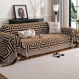 Sofa Cover Chenille Anti-Scratch Greek Key Tassels
