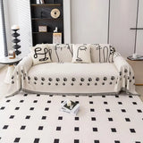 Sofa Cover Chenille Cat Paw Print Tassel Edge