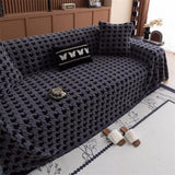 Sofa Cover Houndstooth Plush Microfiber Non-Slip Backing & Machine Washable