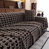 Sofa Cover Houndstooth Plush Microfiber Non-Slip Backing & Machine Washable