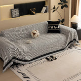 Sofa Cover Microfiber Blend Chevron Herringbone & Tassel Trim