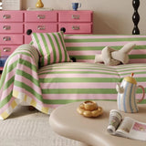 Sofa Cover Pastel Striped Microfiber Machine Washable