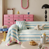 Sofa Cover Pastel Striped Microfiber Machine Washable