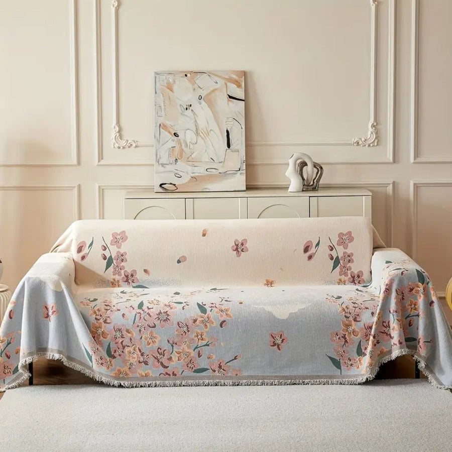 Sofa Cover Reversible Floral Jacquard Cotton-Microfiber Machine-Washable