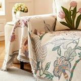 Sofa Cover Reversible Floral Jacquard Cotton-Microfiber Machine-Washable