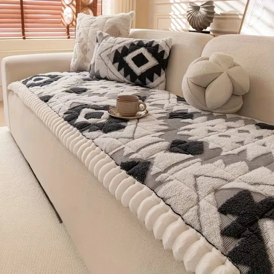 Sofa Cover Thick Quilted Plush Anti-Slip Backing Pet-Friendly