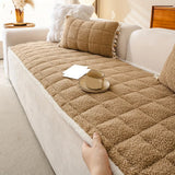 Sofa Cover Thick Three-Layer Plush Microfiber Anti-Slip Backing