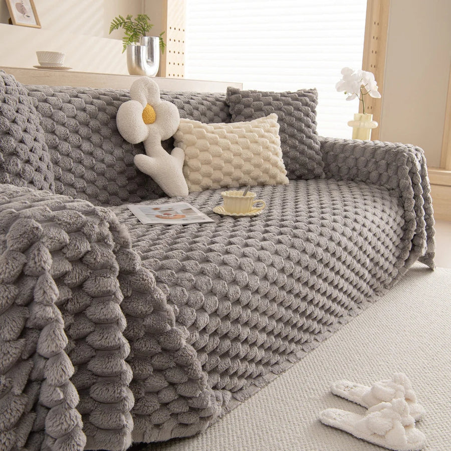Sofa Cover Tufted Bubble Knit Microfiber Machine Washable