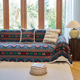 Sofa Cover Vibrant Geometric Jacquard Cotton-Linen Blend Pet-Friendly