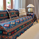Sofa Cover Vibrant Geometric Jacquard Cotton-Linen Blend Pet-Friendly