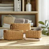 Storage Baskets Handwoven Rattan Set of 3