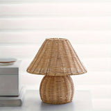 Table Lamp Rattan Shade Bamboo Base