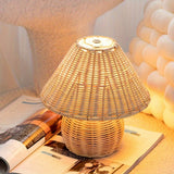 Table Lamp Rattan Shade Bamboo Base
