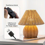 Table Lamp Rattan Shade Bamboo Base