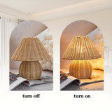 Table Lamp Rattan Shade Bamboo Base