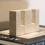 Taper Candle Holder Travertine Marble Handcrafted Holds Two