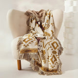 Throw Blanket 100% Cotton Geometric Jacquard Machine Washable