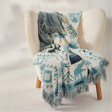 Throw Blanket 100% Cotton Geometric Jacquard Machine Washable