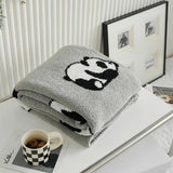 Throw Blanket 100% Cotton Jacquard Panda Pattern