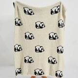 Throw Blanket 100% Cotton Jacquard Panda Pattern