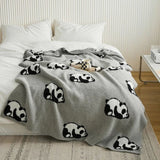 Throw Blanket 100% Cotton Jacquard Panda Pattern