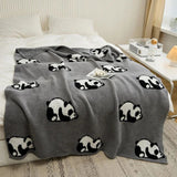 Throw Blanket 100% Cotton Jacquard Panda Pattern
