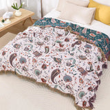 Throw Blanket 100% Cotton Reversible Floral