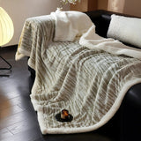 Throw Blanket Berber Fleece Carved Bark Pattern