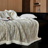 Throw Blanket Berber Fleece Carved Bark Pattern