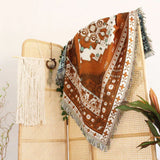 Throw Blanket Boho Woven Cotton-Microfiber Blend