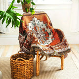 Throw Blanket Boho Woven Cotton-Microfiber Blend