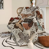 Throw Blanket Butterfly Pattern Plush Microfiber Fringed Edges