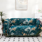 Throw Blanket Cotton Blend Floral & Paisley Fringe