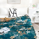 Throw Blanket Cotton Blend Floral & Paisley Fringe