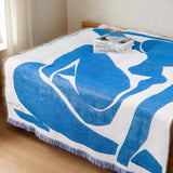 Throw Blanket Cotton-Blend Jacquard Vibrant Block Design