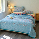 Throw Blanket Cotton Gauze Floral Jacquard Lightweight & Breathable