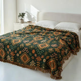 Throw Blanket Cotton Reversible Tribal Geometric