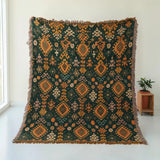 Throw Blanket Cotton Reversible Tribal Geometric