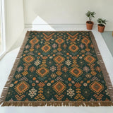 Throw Blanket Cotton Reversible Tribal Geometric