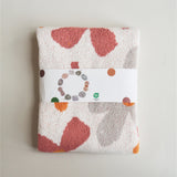 Throw Blanket Floral Knit Cotton-Microfiber Machine Washable