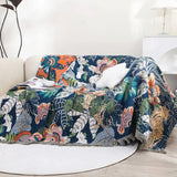 Throw Blanket Gauze Cotton Reversible Jacquard Tassel Edges