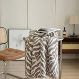 Throw Blanket Knitted Zebra Pattern Half Velvet Microfiber