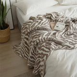 Throw Blanket Knitted Zebra Pattern Half Velvet Microfiber