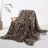 Throw Blanket Leopard Print Faux Rabbit Fur Machine Washable