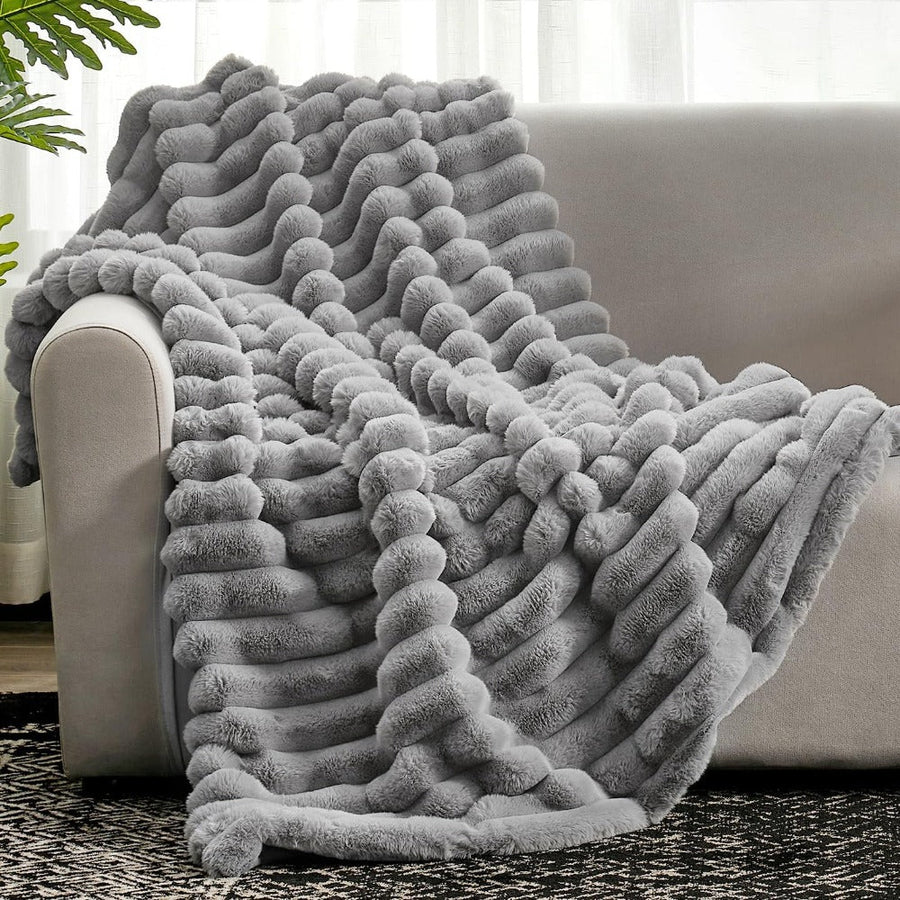 Throw Blanket Plush Ribbed All Season