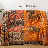 Throw Blanket Reversible 100% Cotton Tassel Fringe