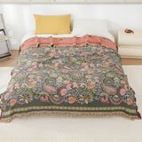Throw Blanket Reversible Cotton Gauze Tassel Edges