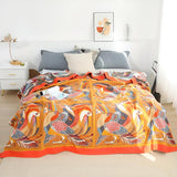 Throw Blanket Reversible Cotton Gauze Tropical Toucan Print