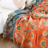 Throw Blanket Reversible Floral Cotton Gauze