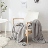 Throw Blanket Soft Knit Breathable Tassel Trim